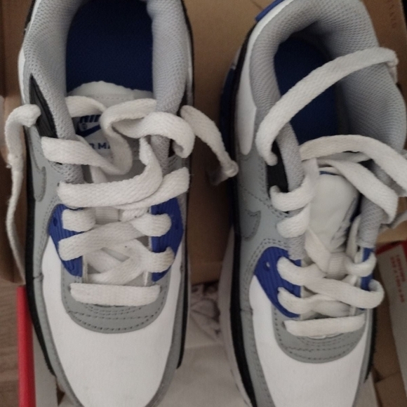 Nike Other - Kids White & Gray Athletic Sneakers with Blue Accents